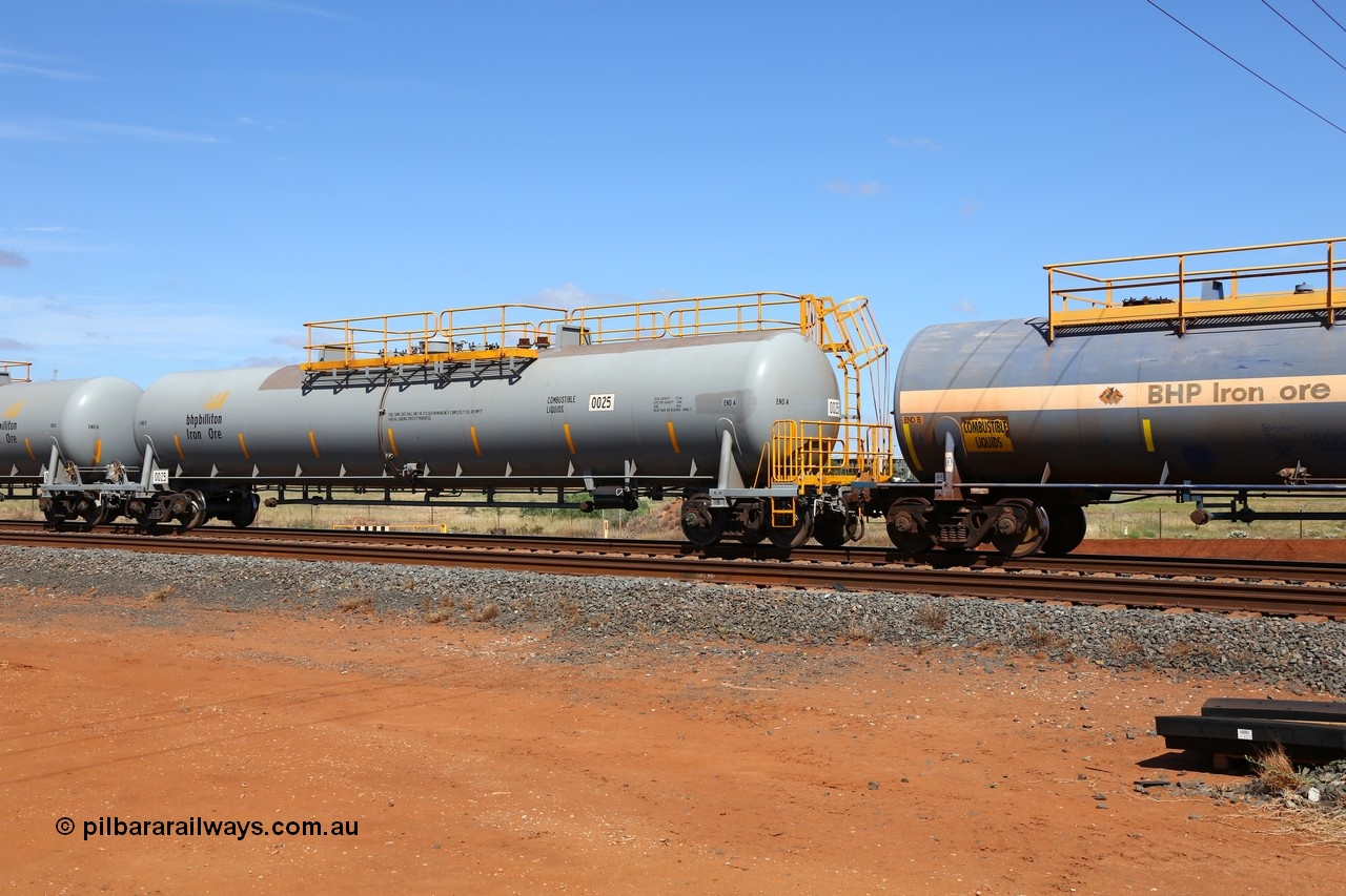 150314 7746
Bing Siding, empty 116 kL CNR-QRRS of China built tank waggon 0025, one of a batch of ten built in 2014.
Keywords: CNR-QRRS-China;BHP-tank-waggon;