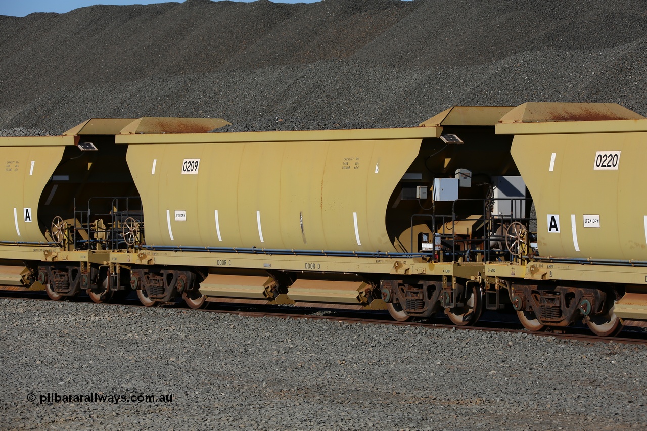 150620 9328
Quarry 8 ballast loading area, CNR-QRRS of China built 99 tonne ballast waggon 0209 waits to be loaded.
Keywords: CNR-QRRS-China;BHP-ballast-waggon;