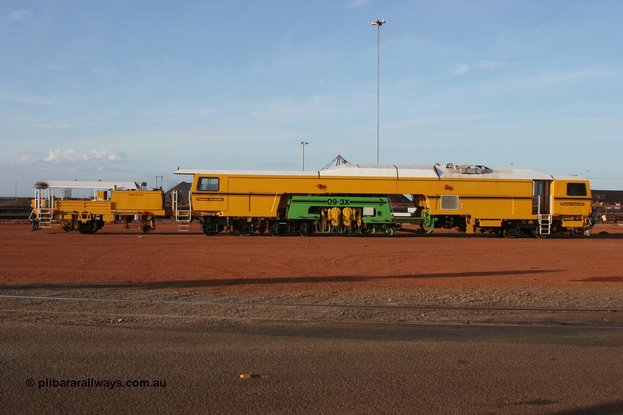 050410 0512
Nelson Point yard hard stand area sees brand new having only been delivered the day before, BHP track tamper to become Tamper 3, a Plasser Australia 09-3X model with serial M480. 10th April 2005.
Keywords: Tamper3;Plasser-Australia;09-3X;M480;track-machine;