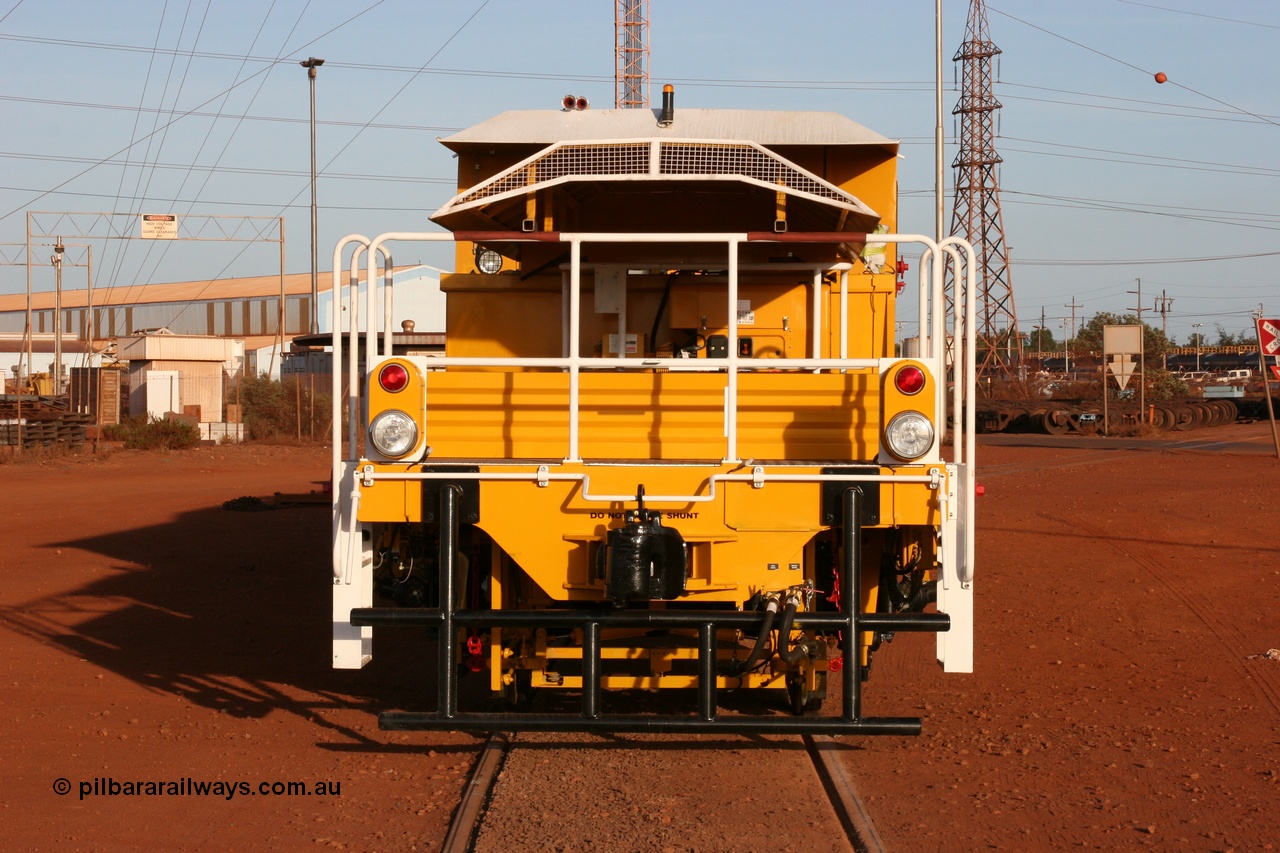 050410 0524
Nelson Point yard hard stand area rear view of brand new having only been delivered the day before, BHP track tamper to become Tamper 3, a Plasser Australia 09-3X model with serial M480. 10th April 2005.
Keywords: Tamper3;Plasser-Australia;09-3X;M480;track-machine;