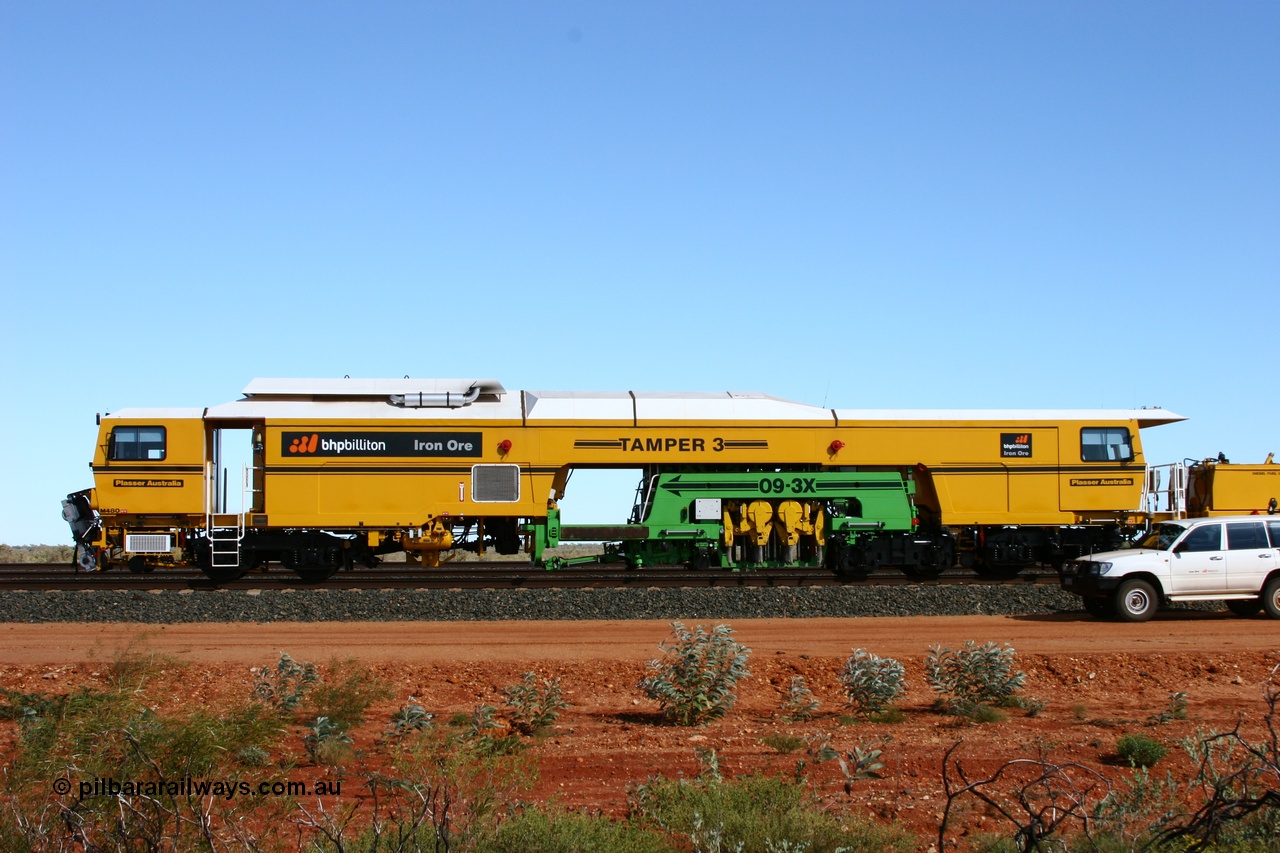 050625 3601
Mooka North, BHP's new Tamper 3 track machine a Plasser Australia 09-3X model serial M480. 25th June 2005.
Keywords: Tamper3;Plasser-Australia;09-3X;M480;track-machine;