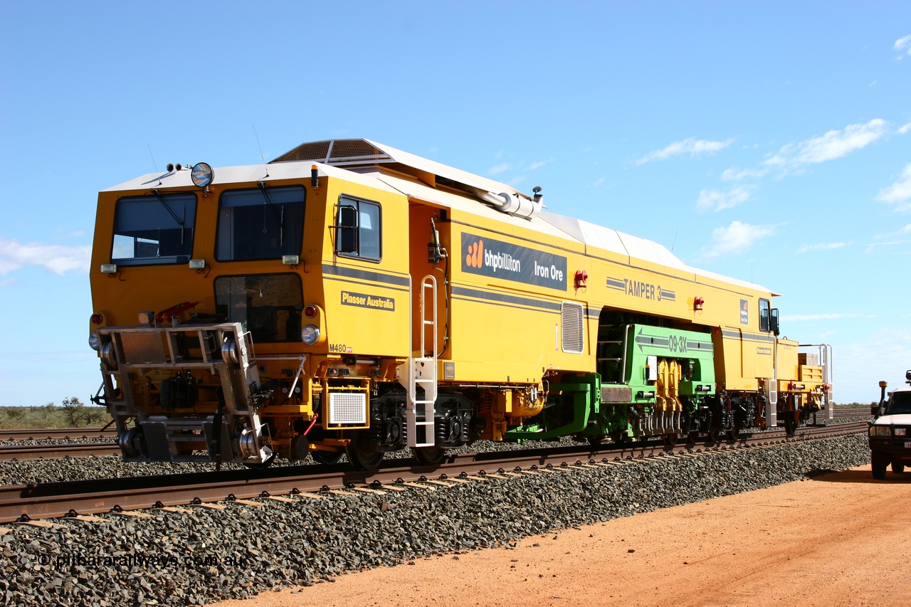 050625 3608
Mooka North, BHP's new Tamper 3 track machine a Plasser Australia 09-3X model serial M480. 25th June 2005.
Keywords: Tamper3;Plasser-Australia;09-3X;M480;track-machine;