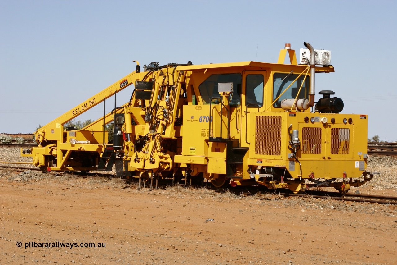 051001 5671
Flash Butt yard, Jackson model 6700 tamper serial 153246 lettered for Railway Equipment Leasing And Maintenance RELAM Inc undergoing delivery checks. 1st October 2005.
Keywords: Jackson;6700;153246;track-machine;