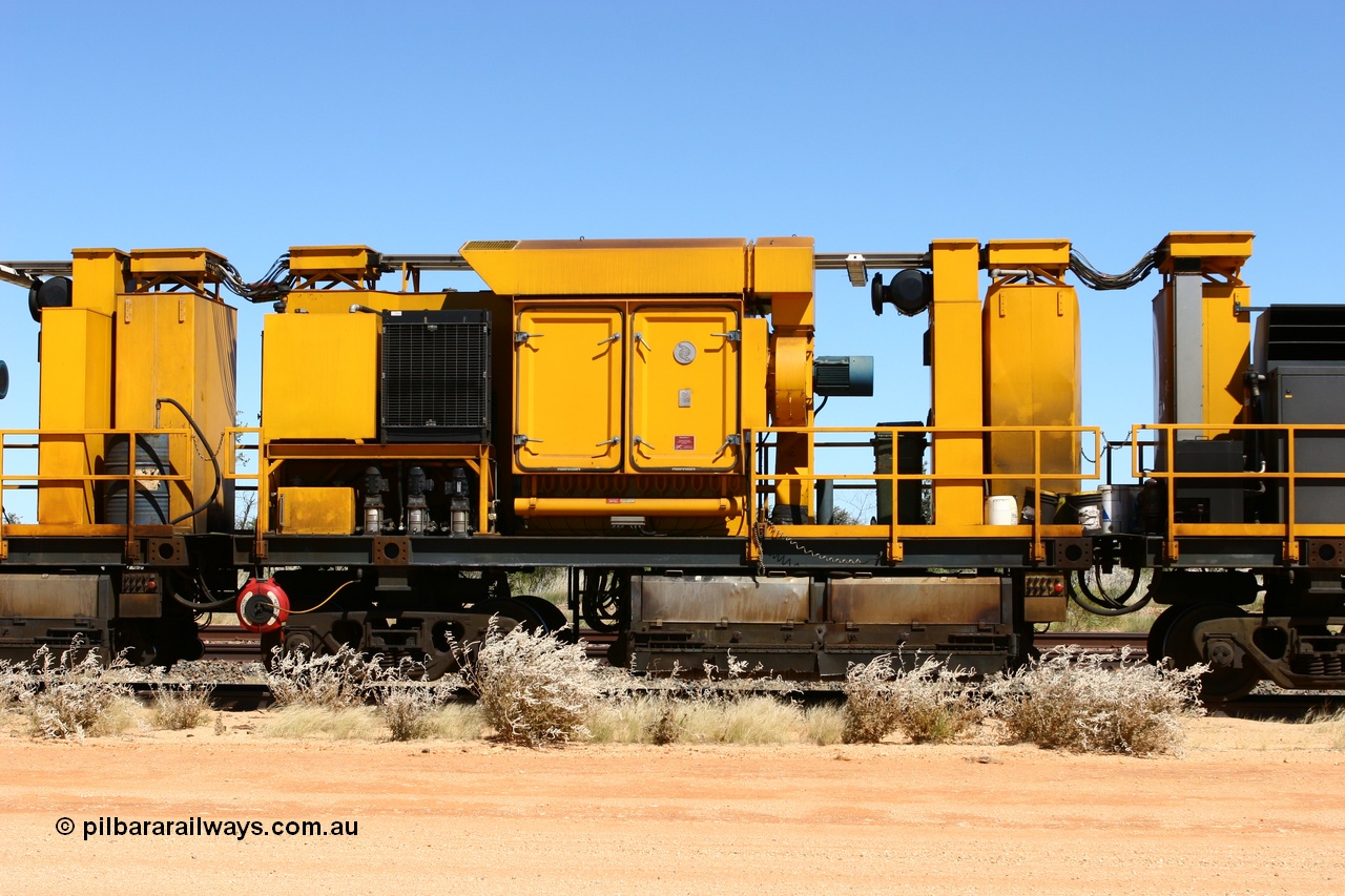 060501 3920
Abydos Siding backtrack, Speno rail grinder RG 1, a RR24 model grinder with 24 grinding wheels, serial M20, first grinding module. 1st May 2006.
Keywords: RG1;Speno;RR24;M20;track-machine;