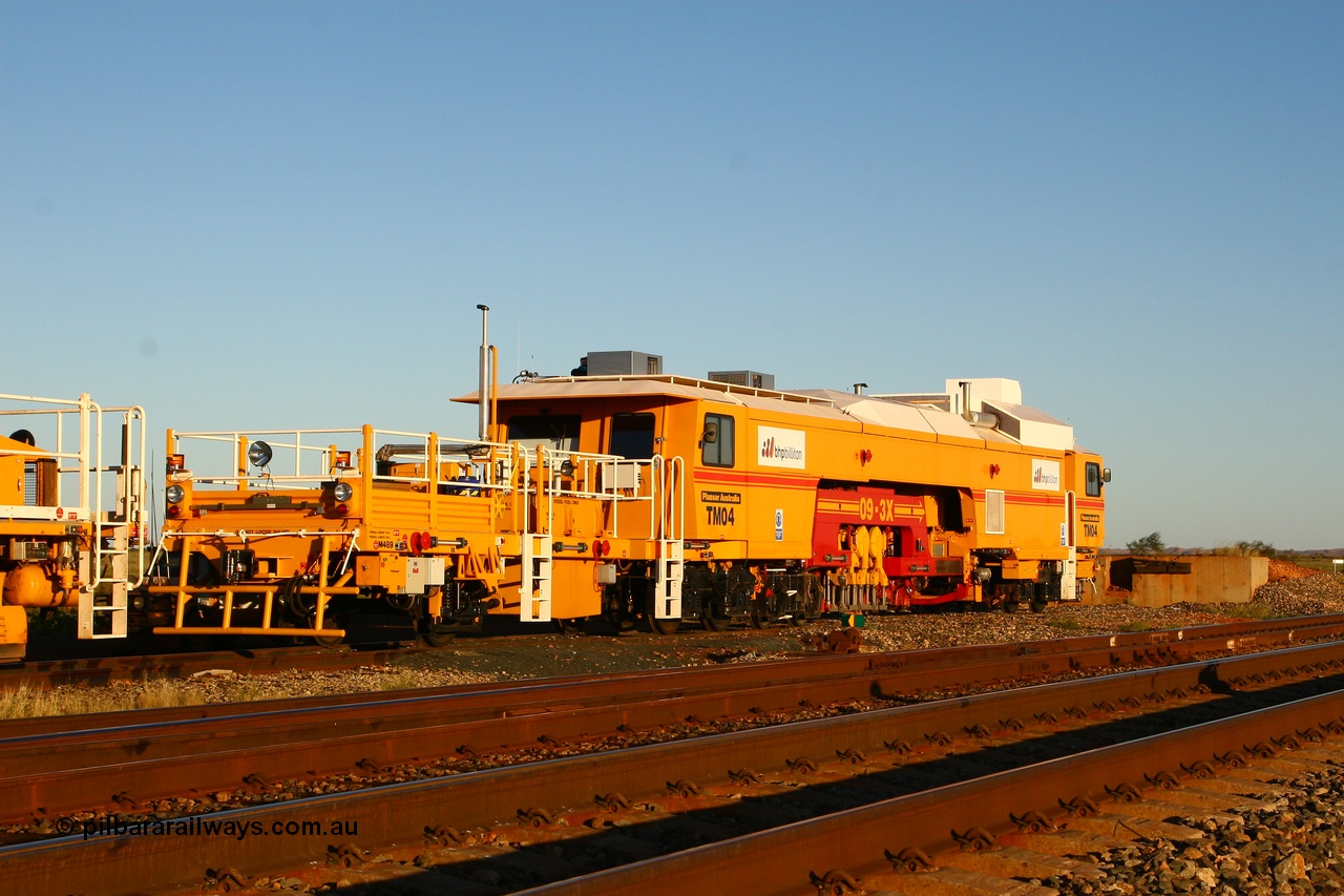 080621 2801
Walla back track, BHP track machine TM04 a Plasser Australia unit model 09-3X serial M489. 21st June 2008.
Keywords: TM04;Plasser-Australia;09-3X;M489;track-machine;