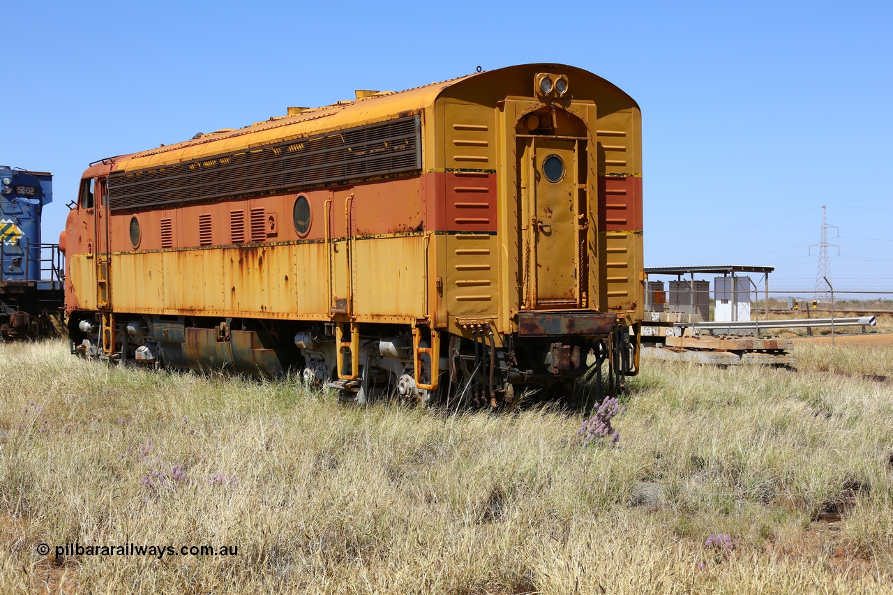 200914 7756
Pilbara Railways Historical Society museum, 5450 a USA built EMD model F7A serial 8970 and frame 3006-A9, built Jan-1950 for Western Pacific Railroad as 917-A, imported for the Mt Newman Mining Co. to construct their Port Hedland to Newman railway in December 1967. Donated to the Society in 1978. 14th September 2020.
Keywords: 5450;EMD;F7A;8970;917-A;3006-A9;