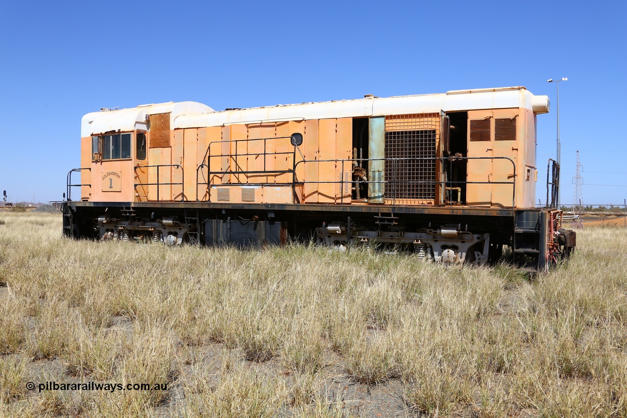 200914 7759
Pilbara Railways Historical Society, Goldsworthy Mining Ltd B class unit 1, an English Electric built ST95B model, originally built in 1965 serial A-104, due to accident damage rebuilt on new frame with serial A-232 in 1970. These units of Bo-Bo design with a 6CSRKT 640 kW prime mover and built at the Rocklea Qld plant. Donated to Society in 1995. 14th September 2020.
Keywords: B-class;English-Electric-Qld;ST95B;A-104;A-232;GML;Goldsworthy-Mining;