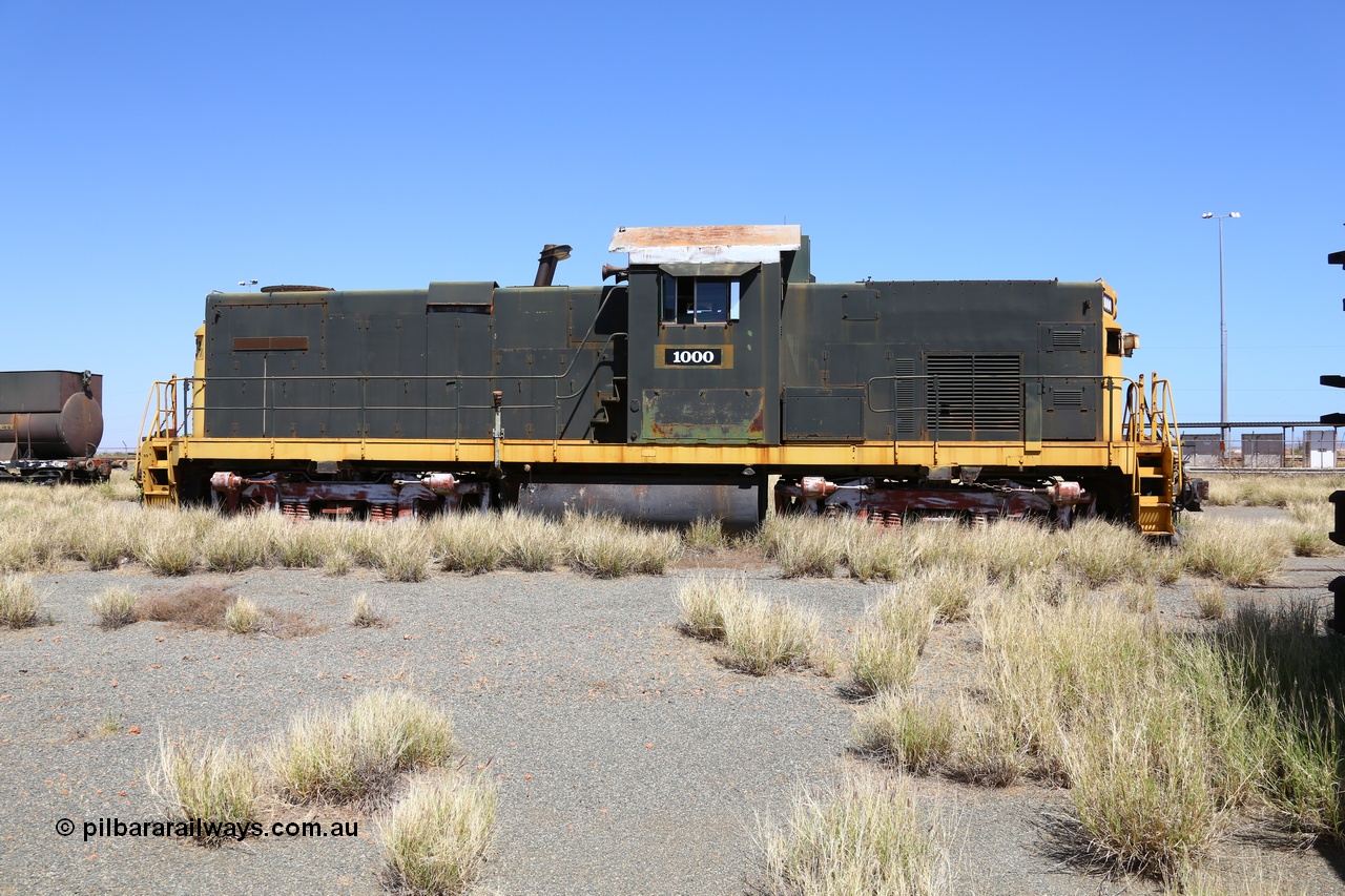 200914 7770
Pilbara Railways Historical Society, former ALCo built demonstrator locomotive model C-415 serial 3449-1 built April 1966, currently carrying number 1000, it was originally numbered 008 when Hamersley Iron purchased the unit in 1968. It was retired from service on the 24th February 1982. It then spent some time carrying number 2000 while building the Marandoo railway line from Sept 1991. 14th September 2020.
Keywords: 1000;ALCo;C-415;3449-1;008;2000;