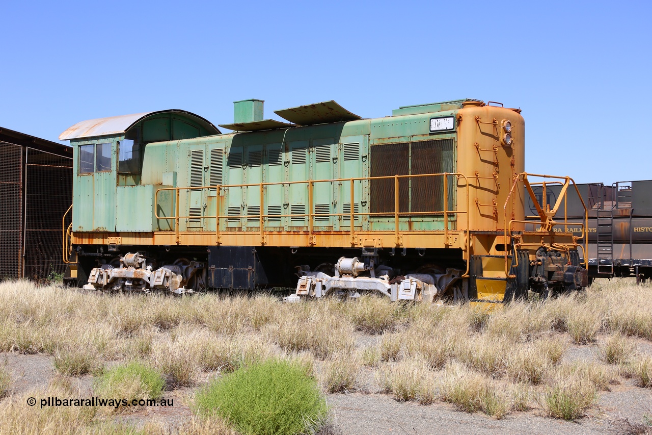 200914 7771
Pilbara Railways Historical Society, ALCo built locomotive model S-2 serial 69214 built in 1940 for the Spokane, Portland and Seattle as their #21 and retired in 1964 before coming to Australia in September 1965, numbered 007 and called 'Mabel'. Retired in December 1972 and donated to the Society in 1976. 14th September 2020.
Keywords: 007;ALCo;S-2;69214;SP&S;21;