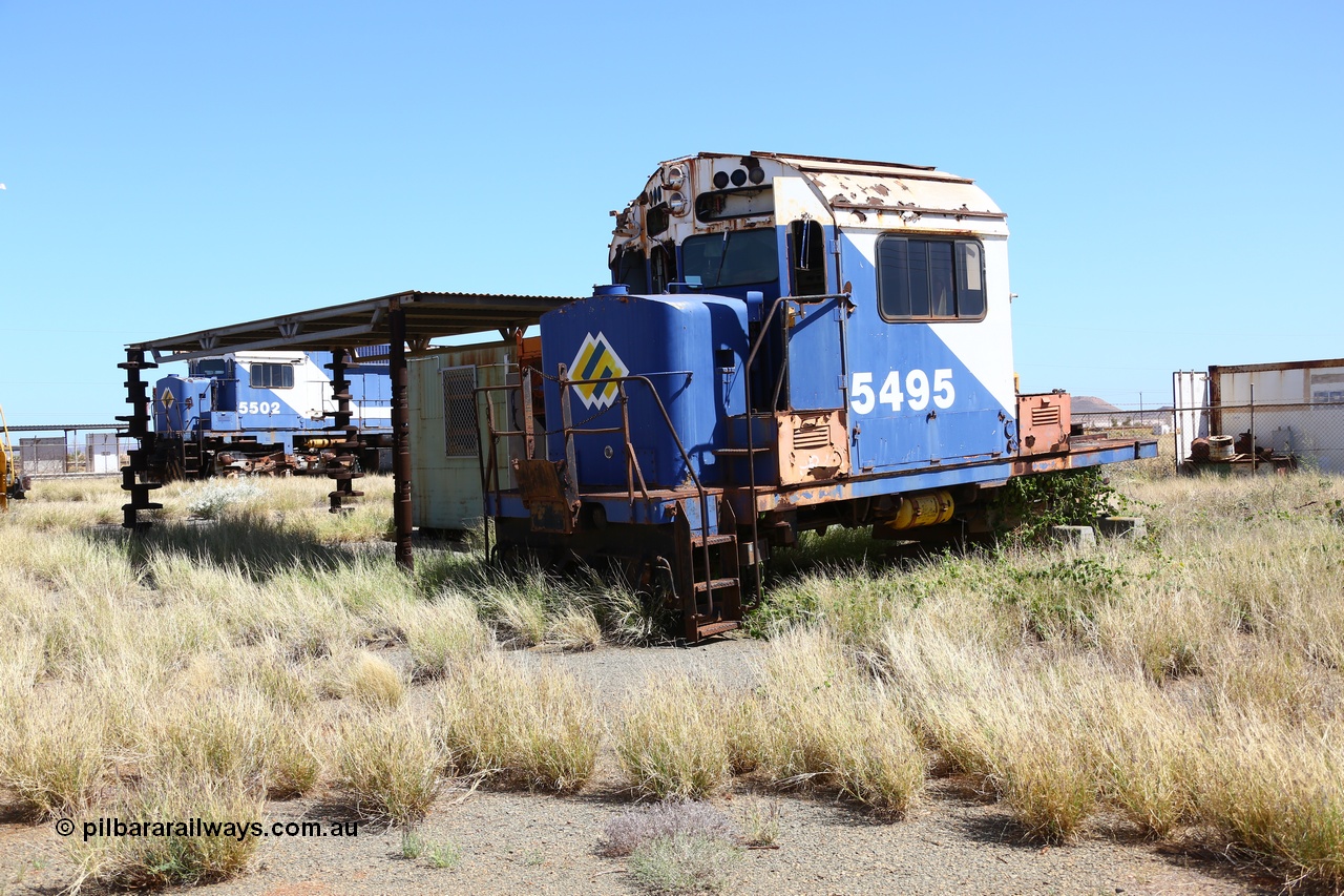 200914 7775
Pilbara Railways Historical Society, the cab from Mt Newman Mining / BHP scrapped Comeng NSW built ALCo M636 unit 5495 serial number C6084-11 next to the office building. The shade uprights are re-purposed crank shafts and cam shafts. 14th September 2020.
Keywords: 5495;Comeng-NSW;MLW-ALCo;M636;C6084-11;