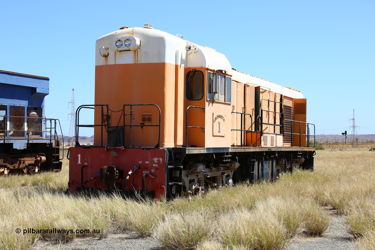200914 7812
Pilbara Railways Historical Society, Goldsworthy Mining Ltd B class unit 1, an English Electric built ST95B model, originally built in 1965 serial A-104, due to accident damage rebuilt on new frame with serial A-232 in 1970. These units of Bo-Bo design with a 6CSRKT 640 kW prime mover and built at the Rocklea Qld plant. Donated to Society in 1995. 14th September 2020.
Keywords: B-class;English-Electric-Qld;ST95B;A-104;A-232;GML;Goldsworthy-Mining;