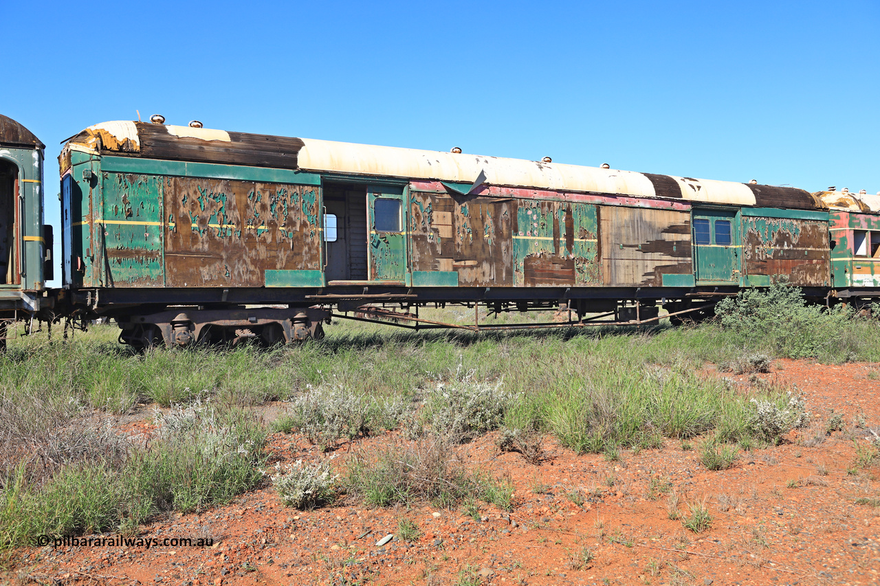 240701 2731
Pilbara Railways Historical Society, brake van 'Portland' was originally a NSWGR MHO type guards van MHO 2321, then recoded to KB type mail van, then to KBY 2513 guards van. It was built by Clyde Engineering at Granville and purchased in 1987 by the Society, it is named after a local river. July 1, 2024.
Keywords: KBY2513;KBY-type;Clyde-Engineering-Granville-NSW;MHO-type;MHO2321;KB-type;
