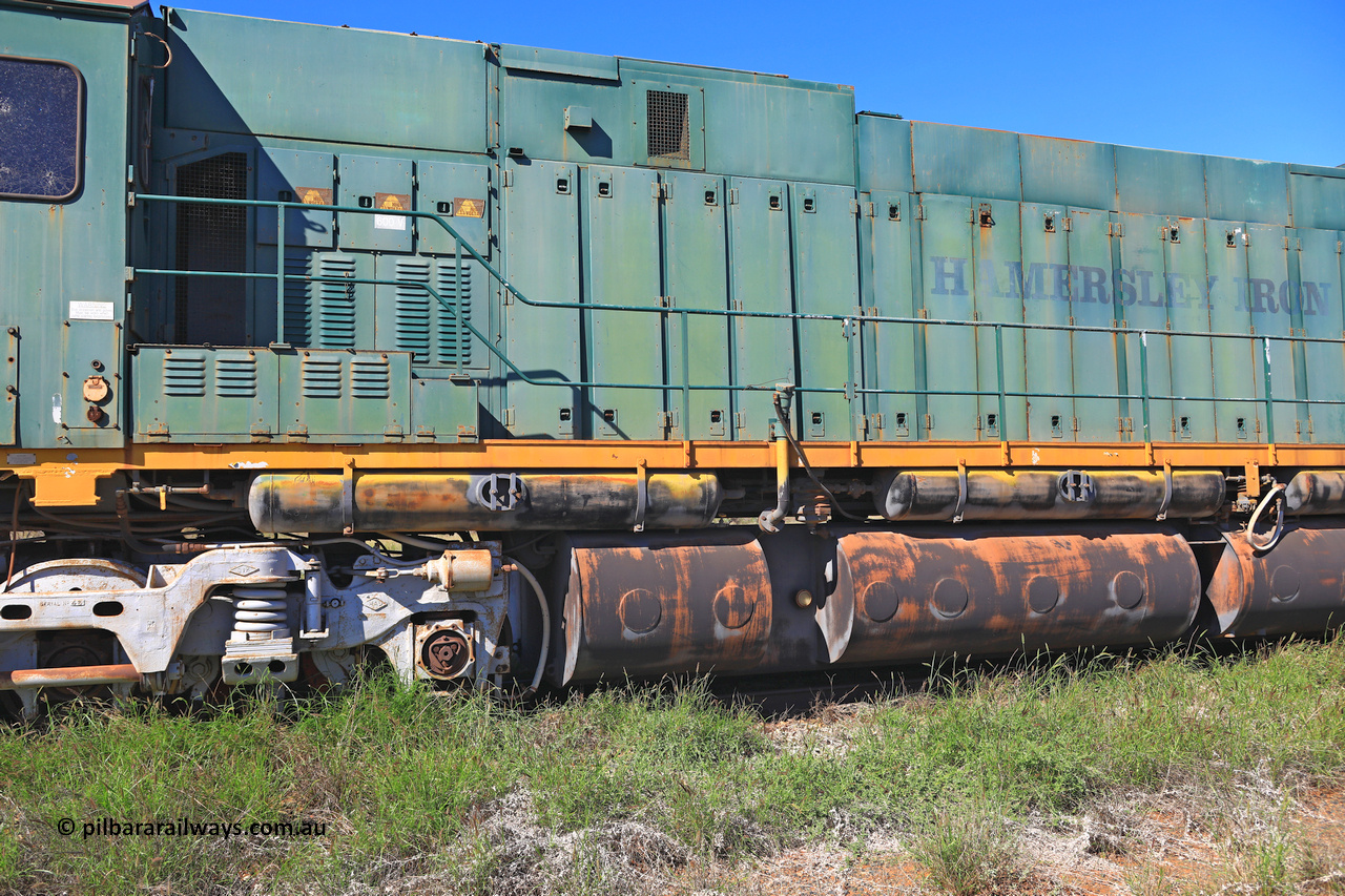 240701 2736
Pilbara Railways Historical Society, Comeng WA ALCo rebuild C636R locomotive 3017 serial WA-135-C-6043-04. The improved Pilbara cab was fitted as part of the rebuild in April 1985. Donated to Society in 1996. July 1, 2024.
Keywords: 3017;Comeng-WA;ALCo;C636R;WA-135-C-6043-04;rebuild;