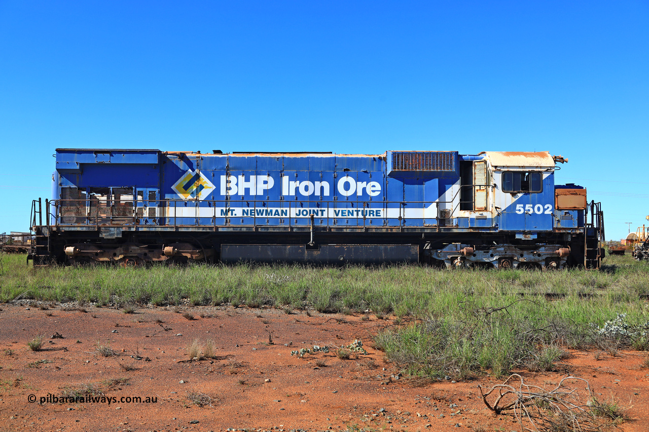 240701 2765
Pilbara Railways Historical Society, Australian built by Comeng NSW an MLW ALCo M636 unit formerly operated by Mt Newman Mining and BHP Iron Ore 5502 serial number C6096-7 built July 1976, retired in 1994 and donated to the Society in 1995. July 1, 2024.
Keywords: 5502;Comeng-NSW;MLW;ALCo;M636;C6096-7;