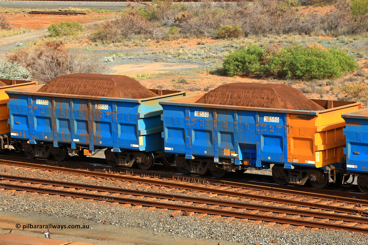 240619 0344
Cape Lambert yard, one of Rio Tinto's blue rakes with spring assisted park brake and only electronic controlled pneumatic [ECP] braking, waggon pair 31550 is a master and is bar coupled to slave waggon 36550 built by China Northen as a Q type in 12/2022. Captured on June 19, 2024.
Keywords: 31550;36550;Q-type;China-Northern;Rio-ore-waggon;