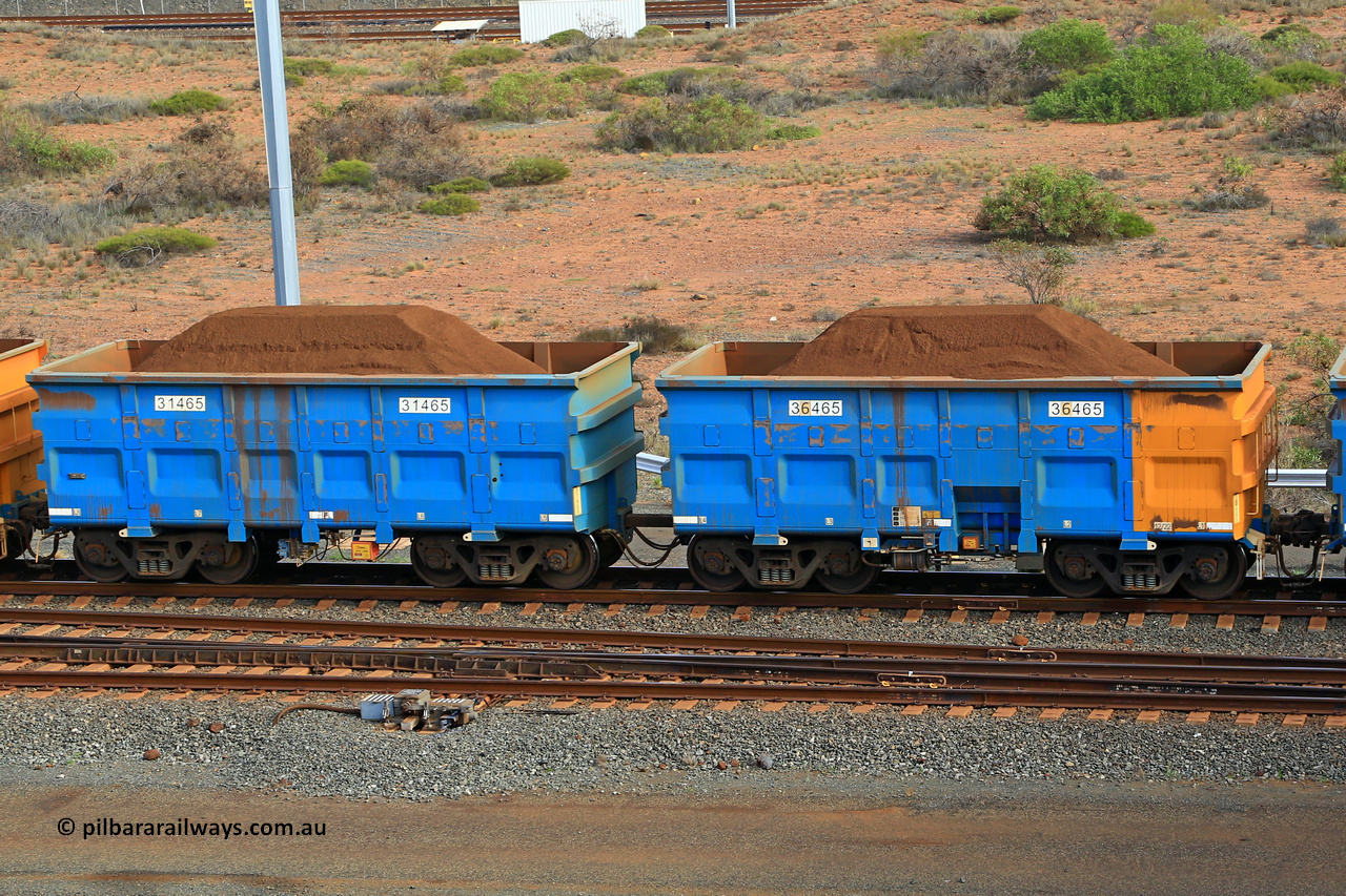 240619 0391
Cape Lambert yard, one of Rio Tinto's blue rakes with spring assisted park brake and only electronic controlled pneumatic [ECP] braking, waggon pair 31465 is a master and is bar coupled to slave waggon 36465 built by China Northen as a Q type in 12/2022. Captured on June 19, 2024.
Keywords: 31465;36465;Q-type;China-Northern;Rio-ore-waggon;