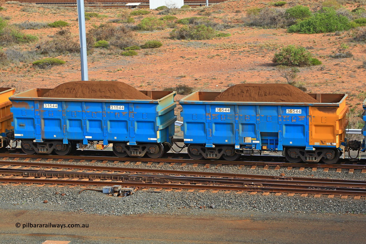 240619 0450
Cape Lambert yard, one of Rio Tinto's blue rakes with spring assisted park brake and only electronic controlled pneumatic [ECP] braking, waggon pair 31544 is a master and is bar coupled to slave waggon 36544 built by China Northen as a Q type in 12/2022. Captured on June 19, 2024.
Keywords: 31544;36544;Q-type;China-Northern;Rio-ore-waggon;