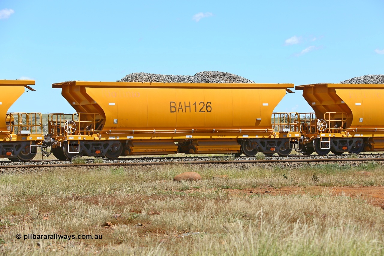 210322 9567
Near Gecko on Rio Tinto's Dampier - Tom Price line is Chinese built ballast waggon BAH 126 on a loaded ballast rake. Location is roughly [url=https://goo.gl/maps/XZkGLreipQwHrTjw9]here[/url]. 22nd March 2021.
Keywords: BAH-type;BAH126;Rio-ballast-waggon;