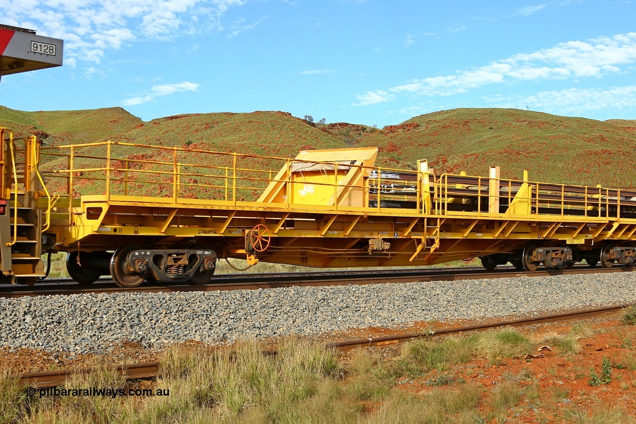 210510 1131
Near Galah on the Rio Tinto Dampier - Tom Price line at the 89.5 km, RTB type end rail waggon RTB 022 on Rio Tinto's Gemco Rail built rail train consist. 10th May 2021. [url=https://goo.gl/maps/tSmgEtp7gcG7x24b9]Location[/url].
Keywords: RTB-type;RTB022;Gemco-Rail-WA;