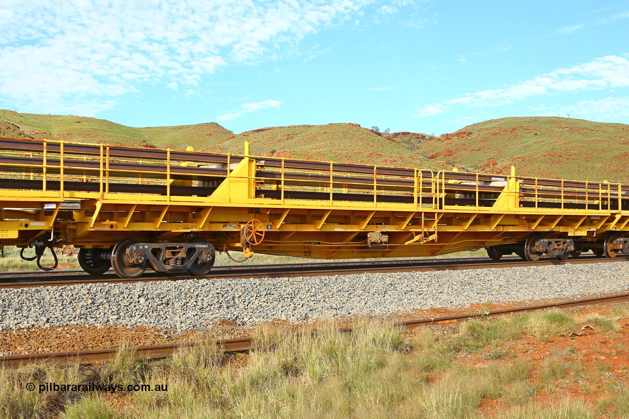 210510 1132
Near Galah on the Rio Tinto Dampier - Tom Price line at the 89.5 km, RTW type intermediate rail waggon RTW 021 on Rio Tinto's Gemco Rail built rail train consist. 10th May 2021. [url=https://goo.gl/maps/tSmgEtp7gcG7x24b9]Location[/url].
Keywords: RTW-type;RTW021;Gemco-Rail-WA;