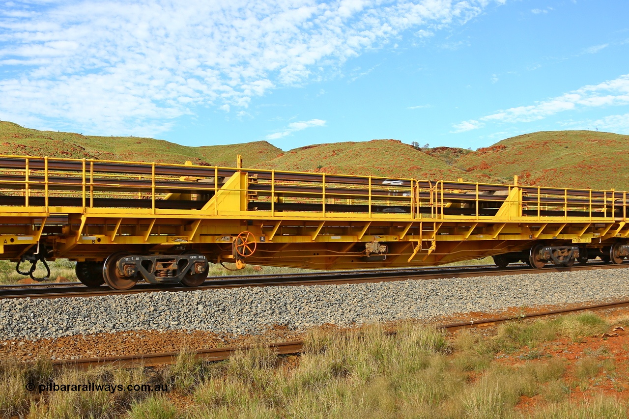 210510 1136
Near Galah on the Rio Tinto Dampier - Tom Price line at the 89.5 km, RTW type intermediate rail waggon RTW 017 on Rio Tinto's Gemco Rail built rail train consist. 10th May 2021. [url=https://goo.gl/maps/tSmgEtp7gcG7x24b9]Location[/url].
Keywords: RTW-type;RTW017;Gemco-Rail-WA;