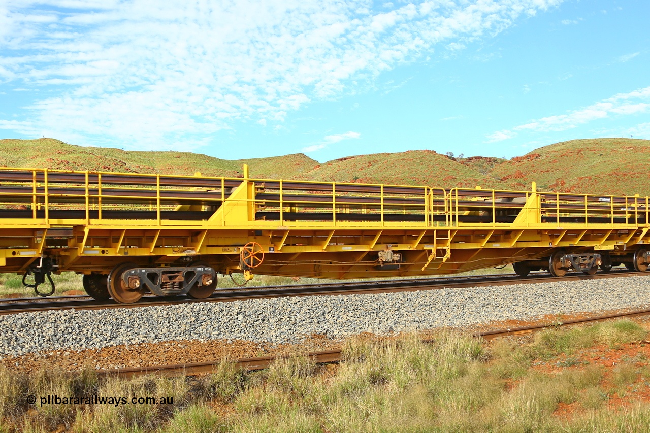 210510 1143
Near Galah on the Rio Tinto Dampier - Tom Price line at the 89.5 km, RTW type intermediate rail waggon RTW 010 on Rio Tinto's Gemco Rail built rail train consist. 10th May 2021. [url=https://goo.gl/maps/tSmgEtp7gcG7x24b9]Location[/url].
Keywords: RTW-type;RTW010;Gemco-Rail-WA;