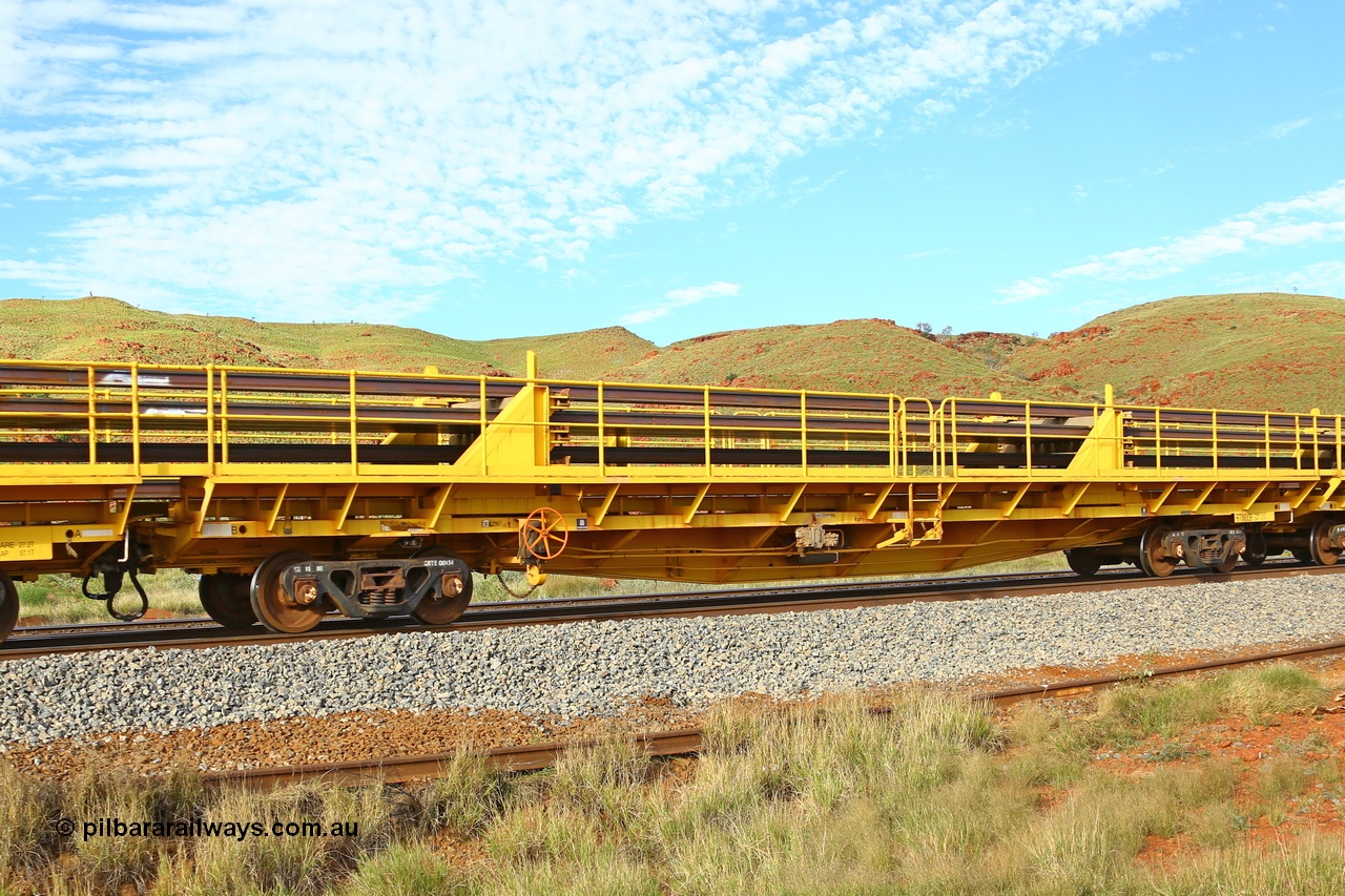 210510 1144
Near Galah on the Rio Tinto Dampier - Tom Price line at the 89.5 km, RTW type intermediate rail waggon RTW 009 on Rio Tinto's Gemco Rail built rail train consist. 10th May 2021. [url=https://goo.gl/maps/tSmgEtp7gcG7x24b9]Location[/url].
Keywords: RTW-type;RTW009;Gemco-Rail-WA;