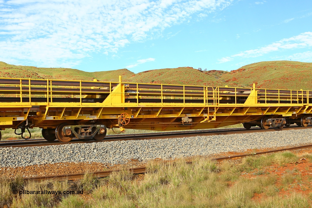 210510 1145
Near Galah on the Rio Tinto Dampier - Tom Price line at the 89.5 km, RTW type intermediate rail waggon RTW 008 on Rio Tinto's Gemco Rail built rail train consist. 10th May 2021. [url=https://goo.gl/maps/tSmgEtp7gcG7x24b9]Location[/url].
Keywords: RTW-type;RTW008;Gemco-Rail-WA;