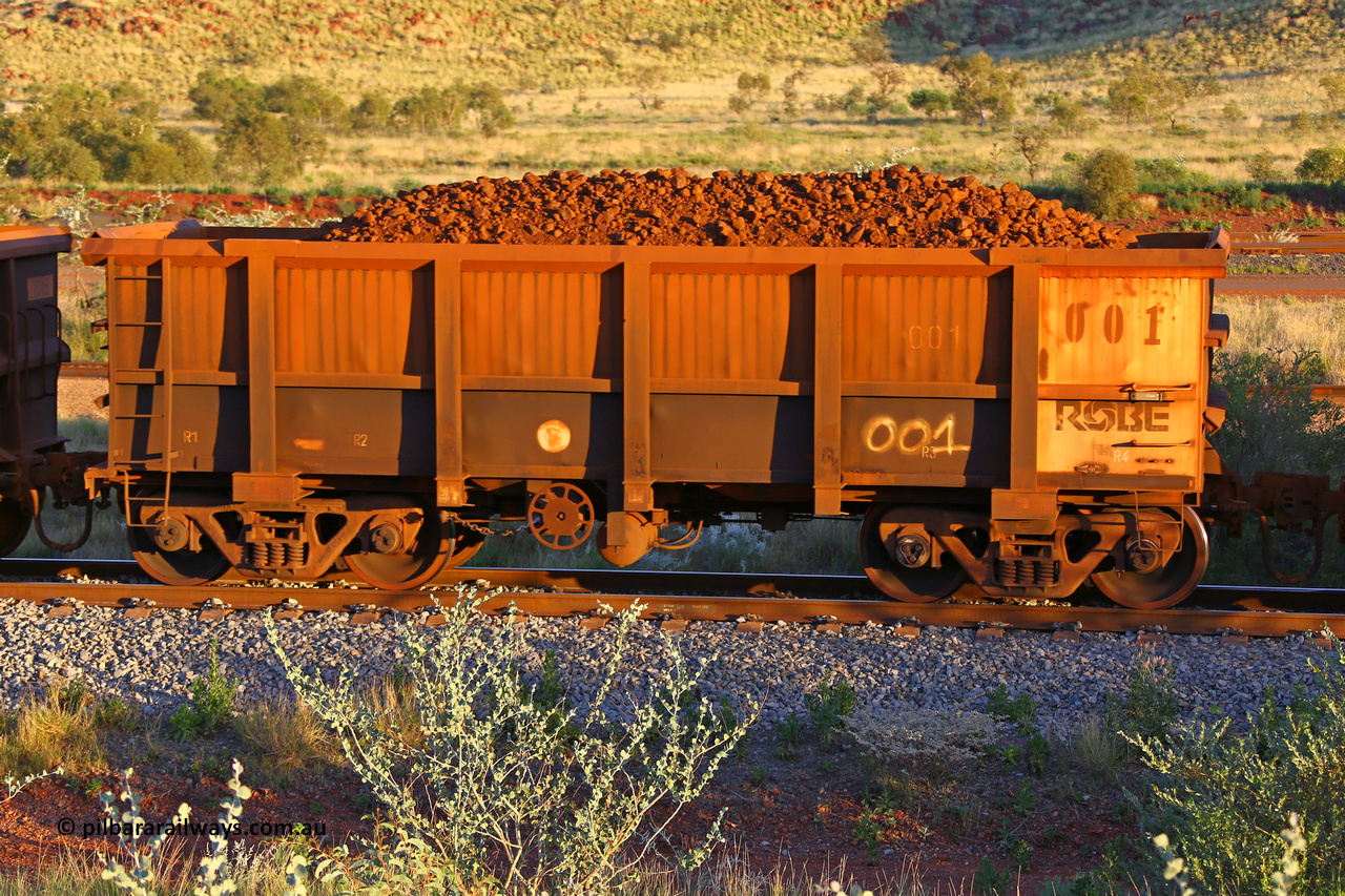 0001 170513 8703
Robe River ore waggon 001, built by Nippon Sharyo Nihon, handbrake side loaded view, Cape Lambert yard, May 13, 2017.
Keywords: 001;Nippon-Sharyo-Nihon;Robe-ore-waggon;