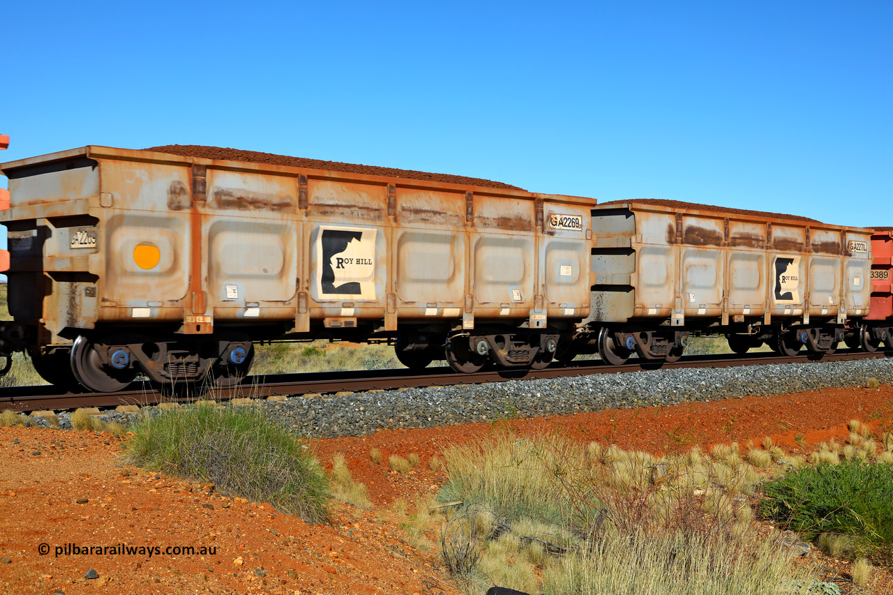 250501 0406
At the 88.448 km, just south of HPPL crossing loop on the Roy Hill line, loaded Roy Hill waggon pair GA 2269 - GA 2270, built in China by CSR Yangtze as an CCK138 model ore waggon. May 1, 2025.
Keywords: GA-type;GA2269-GA2270;CSR-Yangtze;CCK138;