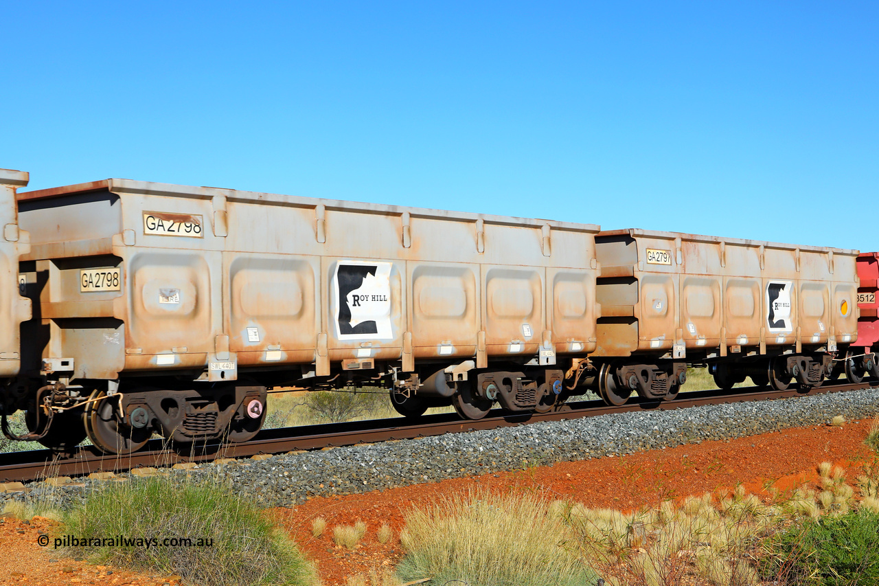 250501 0448
At the 88.448 km, just south of HPPL crossing loop on the Roy Hill line, empty Roy Hill waggon pair GA 2197 - GA 2798, built in China by CSR Yangtze as an CCK138 model ore waggon. May 1, 2025.
Keywords: GA-type;GA2197-GA2798;CSR-Yangtze;CCK138;