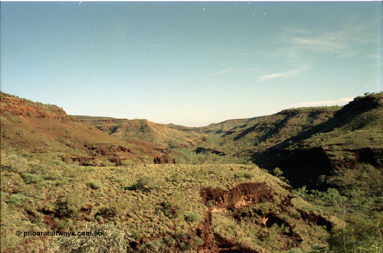 195-14
Wittenoom, Bee Gorge, view from top of cat walk looking south towards Karijini National Park.
