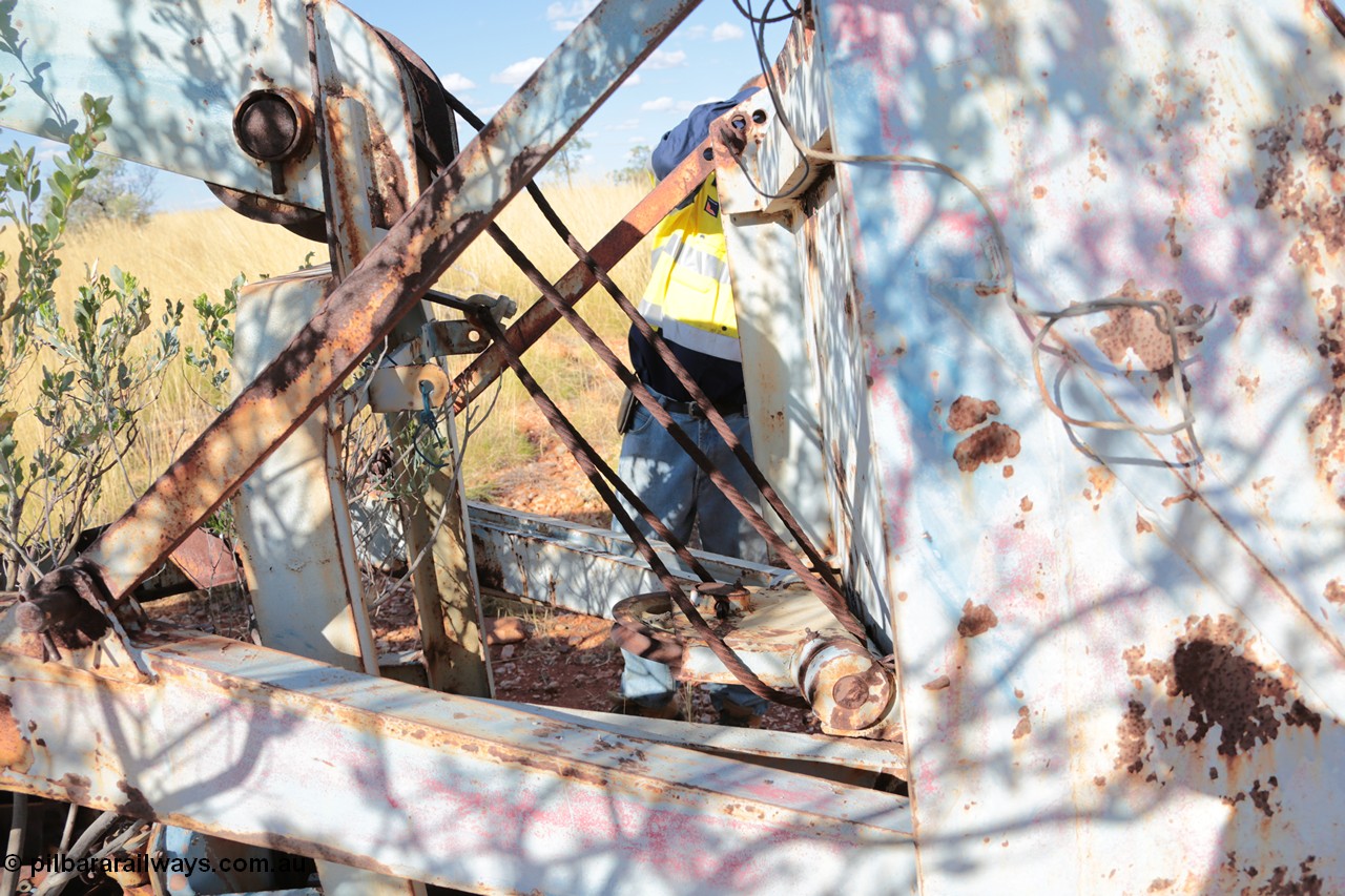140517-4426
A Tutt Bryant rope operated Pacific A.C.E. Equipment Wheel Loader, Fordson powered?? The front end loader which lifts the bucket over the cab to feed the trammel, or dump into a truck, see an historical picture of this unit [url=http://slwa.wa.gov.au/wepon/mining/html/003547d.html]here at the Battye Library[/url] and an image of a similar unit on the [url=http://www.tuttbryant.com.au/verve/_resources/img-307150934-0003_large.jpg]manufacturer's website[/url]
