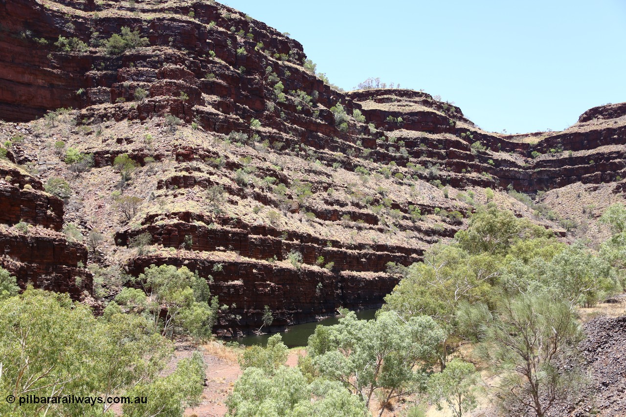 160101 9796
Wittenoom Gorge, Gorge Mine area, view of the eastern wall of the gorge shows pool in Joffre Creek. [url=https://goo.gl/maps/AkQZPVM2Wtq]Geodata[/url].
