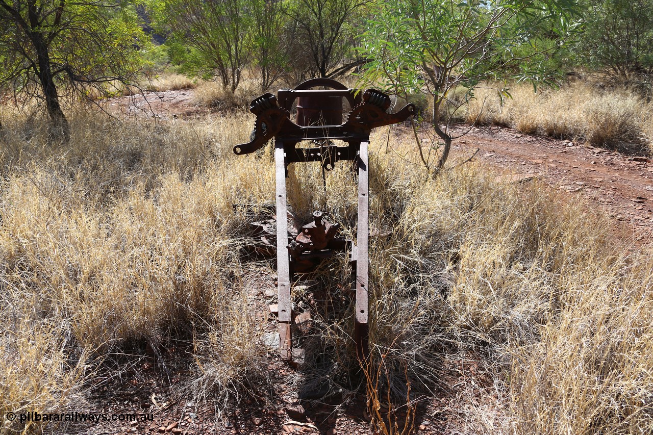 160103 9838
Located in the bush near Colonial Mill is this relic of a Fordson One Man Power Grader originally supplied by Lynas Motors Ltd. An old newspaper article on these graders can be found [url=http://www.trove.nla.gov.au/ndp/del/page/4440149] here [/url]. Geodata: [url=https://goo.gl/maps/zwzb6Rchkzj] -22.3057767 118.3247750 [/url].
Keywords: Lynas-Motors-Ltd;Fordson-Power-Grader;