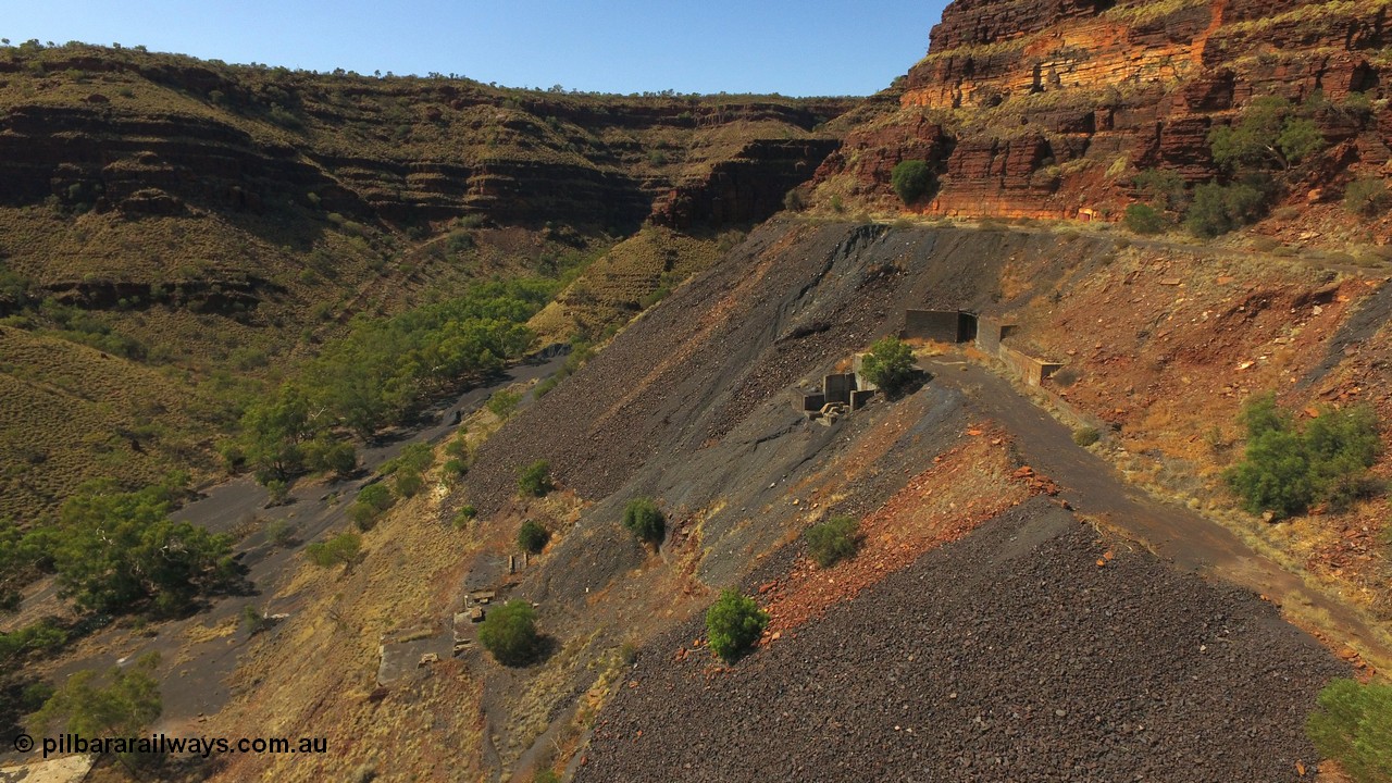 160103 DJI 0054
Colonial Mill and mine ruins located within Wittenoom Gorge. Concrete foundations remain of the once impressive crusher, mill, dryer and bagging plant. See images of the site intact [url=http://www.pilbararailways.com.au/gallery/thumbnails.php?album=118] here [/url]. Geodata: [url=https://goo.gl/maps/SjAFSM93y4q] -22.3107554 118.3185943 [/url].
