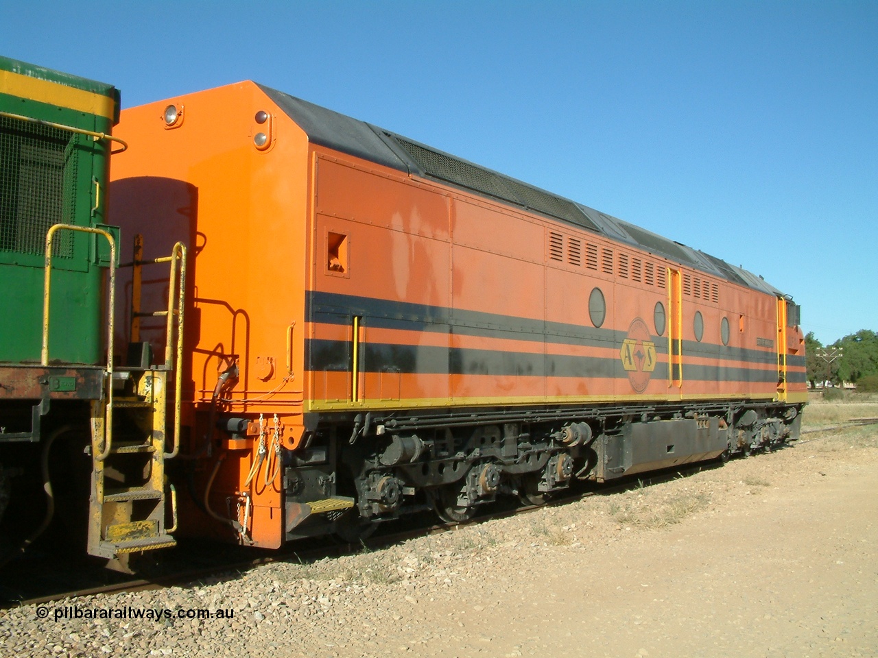 030403 162352
Crystal Brook, view from rear of CLF class leader CLF 1 'City of Whyalla' serial 93-AN-1, rebuilt by MKA to EMD model AT26C-2M from CL class unit CL 2 in 1993. 3rd April 2003.
Keywords: CLF-class;CLF1;MKA;EMD;AT26C-2M;93-AN-1;rebuild;CL-class;CL2;Clyde-Engineering;EMD;AT26C;70-694;
