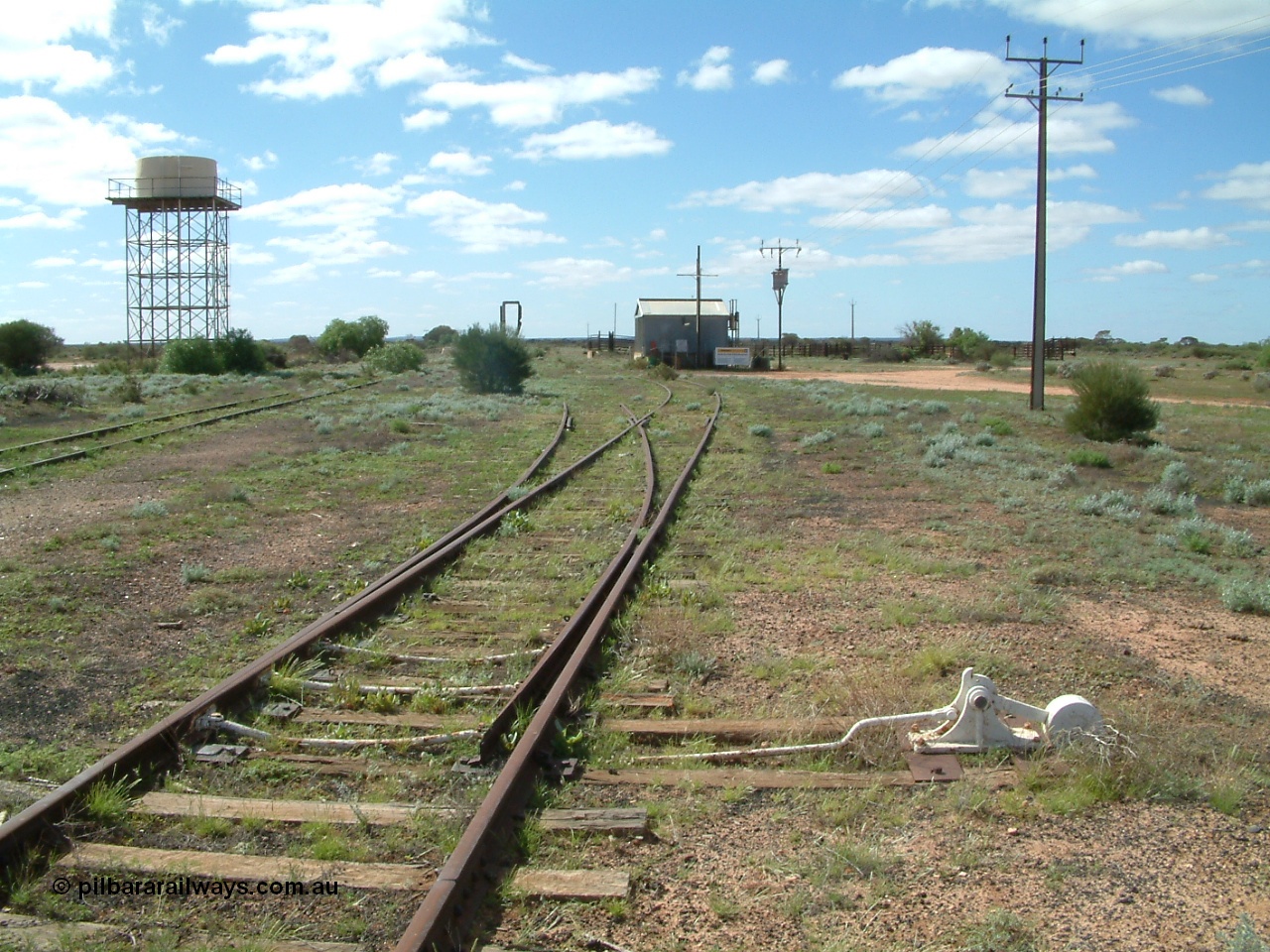 030415 140953
Kingoonya, located at the 426.5 km on the Trans Australian Railway, looking north at the sidings, power station with cattle yards on the right. [url=https://goo.gl/maps/vha6CQXxnGPdXtKn6]GeoData location[/url].
