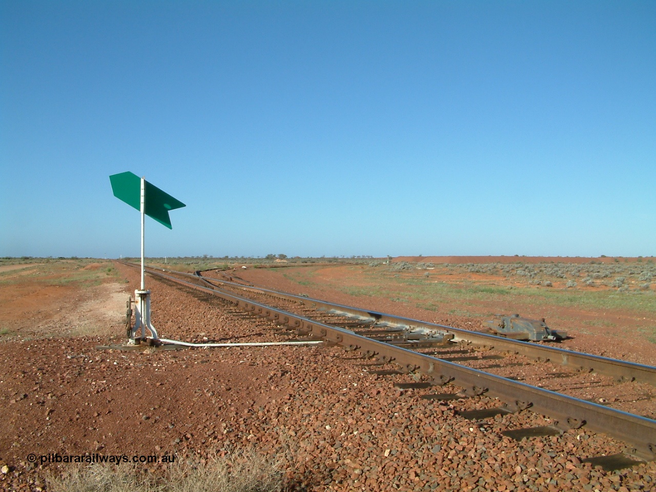 030416 082452
555 Quarry, which is located at the 554.8 km from the 0 km datum from Coonamia or just 50 km from Tarcoola. Looking south towards Tarcoola with the points for the siding with it running away to the west. [url=https://goo.gl/maps/sbcnkK8DQJU4Z6eN9]GeoData location[/url]. 16th April 2003.
