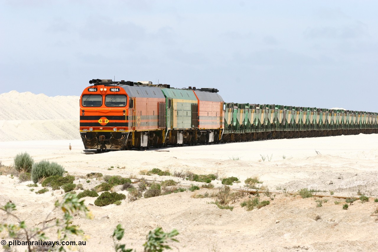 060113 2517
Kevin, with the points restored the train prepares to pull forward and head towards original gypsum loading siding to continue the reversing process. 13th January 2006.
Keywords: 1600-class;1604;Clyde-Engineering-Granville-NSW;EMD;JL22C;71-731;NJ-class;NJ4;