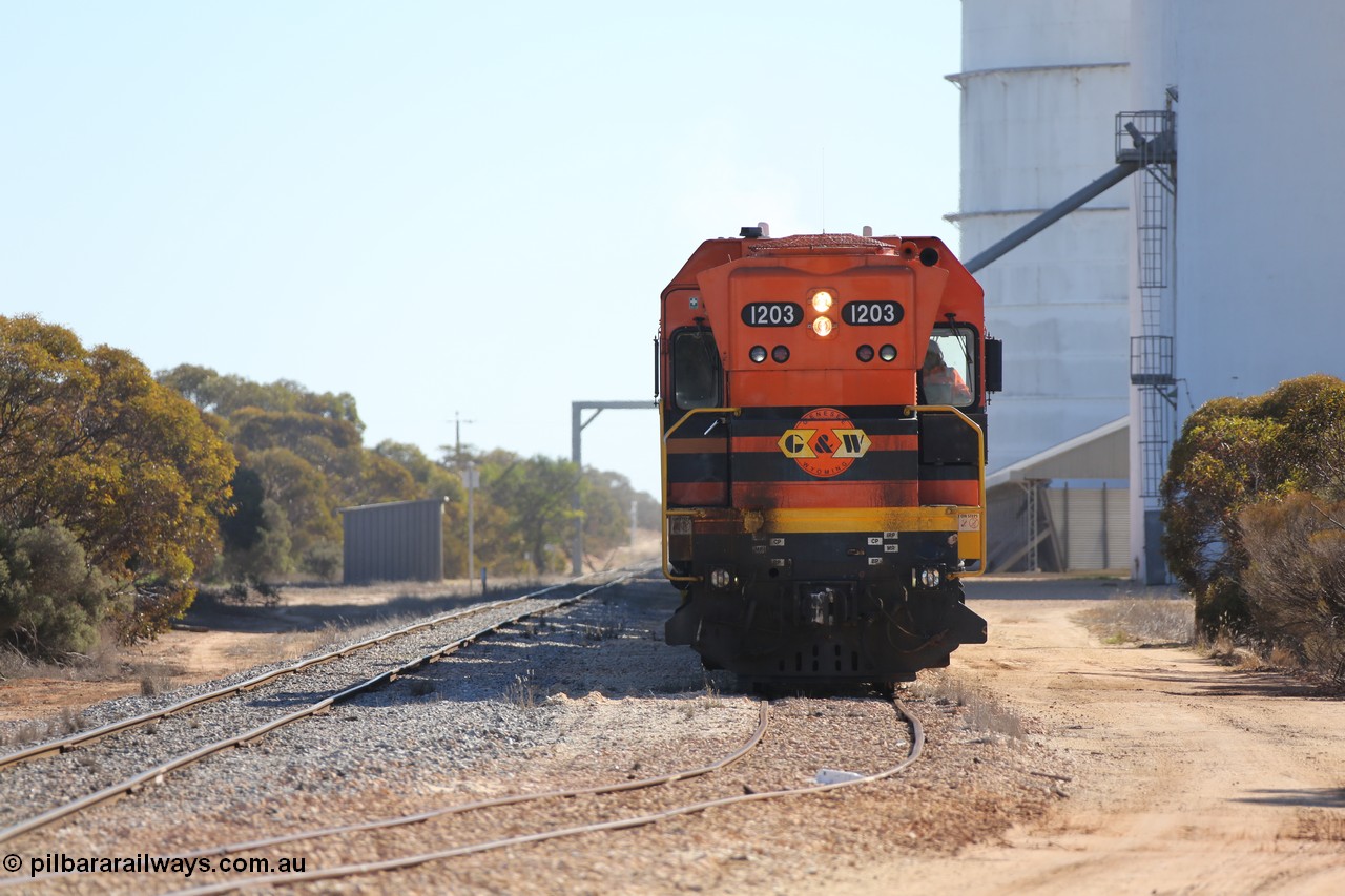 130703 0162
Murdinga, ARG 1200 class unit 1203, a Clyde Engineering EMD model G12C serial 65-427, one of two originally built in 1965 for Western Mining Corporation and operated by the WAGR as their A class A 1513, fitted with dynamic brakes, started working on the Eyre Peninsula in November 2004.
Keywords: 1200-class;1203;Clyde-Engineering-Granville-NSW;EMD;G12C;65-427;A-class;A1513;