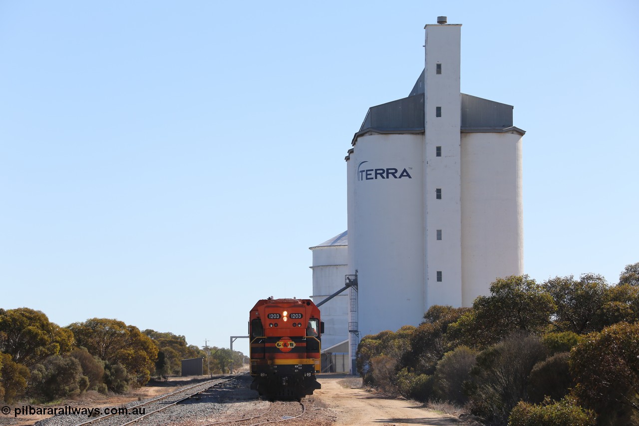 130703 0165
Murdinga, ARG 1200 class unit 1203, a Clyde Engineering EMD model G12C serial 65-427, one of two originally built in 1965 for Western Mining Corporation and operated by the WAGR as their A class A 1513, fitted with dynamic brakes, started working on the Eyre Peninsula in November 2004.
Keywords: 1200-class;1203;Clyde-Engineering-Granville-NSW;EMD;G12C;65-427;A-class;A1513;