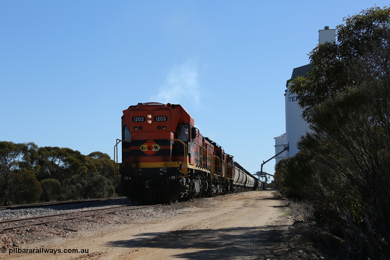 130703 0169
Murdinga, ARG 1200 class unit 1203, a Clyde Engineering EMD model G12C serial 65-427, one of two originally built in 1965 for Western Mining Corporation and operated by the WAGR as their A class A 1513, fitted with dynamic brakes, started working on the Eyre Peninsula in November 2004.
Keywords: 1200-class;1203;Clyde-Engineering-Granville-NSW;EMD;G12C;65-427;A-class;A1513;