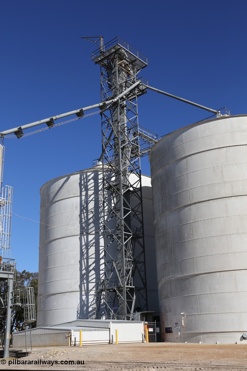 130703 0191
Tooligie, view of Ascom Jumbo silo complex with the elevator structure and covers over the dual truck unloading grates. 3rd July 2013.

