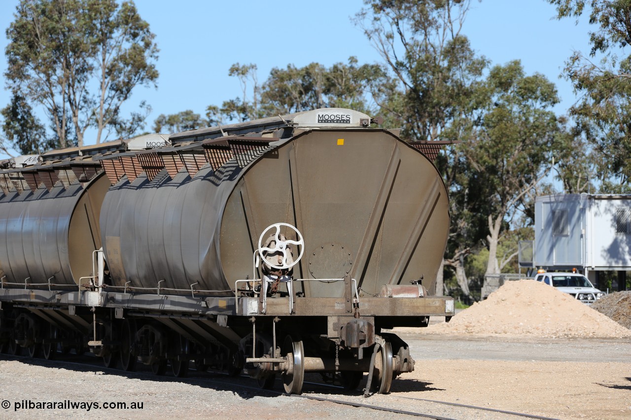 130703 0194
Tooligie, HAN type bogie grain hopper waggon HAN 35, one of sixty eight units built by South Australian Railways Islington Workshops between 1969 and 1973 as the HAN type for the Eyre Peninsula system. 3rd July 2013.
Keywords: HAN-type;HAN35;1969-73/68-35;SAR-Islington-WS;