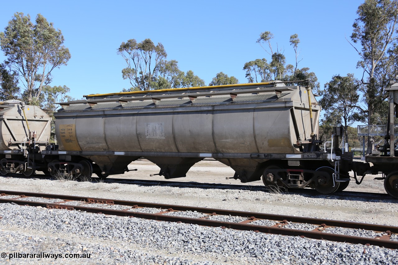 130703 0200
Tooligie, HCN type bogie grain hopper waggon HCN 34, originally an NHB type hopper built by Tulloch Ltd for the Commonwealth Railways North Australia Railway. One of forty rebuilt by Islington Workshops 1978-79 to the HCN type with a 36 ton rating, increased to 40 tonnes in 1984. Seen here loaded with grain with a Moose Metalworks roll-top cover.
Keywords: HCN-type;HCN34;SAR-Islington-WS;rebuild;Tulloch-Ltd-NSW;NHB-type;NHB1009;