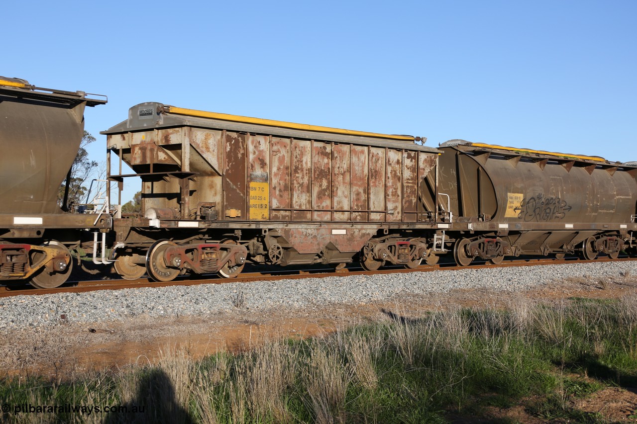 130703 0286
Kaldow, HBN type dual use ballast / grain hopper waggons, HBN 7. One of seventeen built by South Australian Railways Islington Workshops in 1968 with a 25 ton capacity, increased to 34 tons in 1974. HBN 1-11 fitted with removable tops and roll-top hatches in 1999-2000.
Keywords: HBN-type;HBN7;1968/17-7;SAR-Islington-WS;