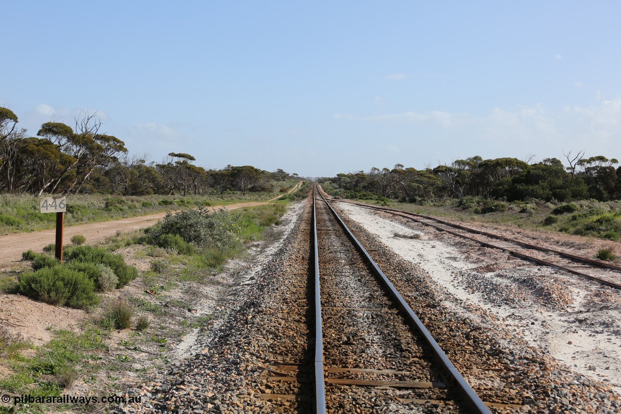 130704 0495
Moule, looking west towards Charra and Kevin at the 446 km, with the crossing loop on the right. [url=https://goo.gl/maps/ZcoqcCimSx8bMwdq5]Location here[/url], 4th July 2013.
