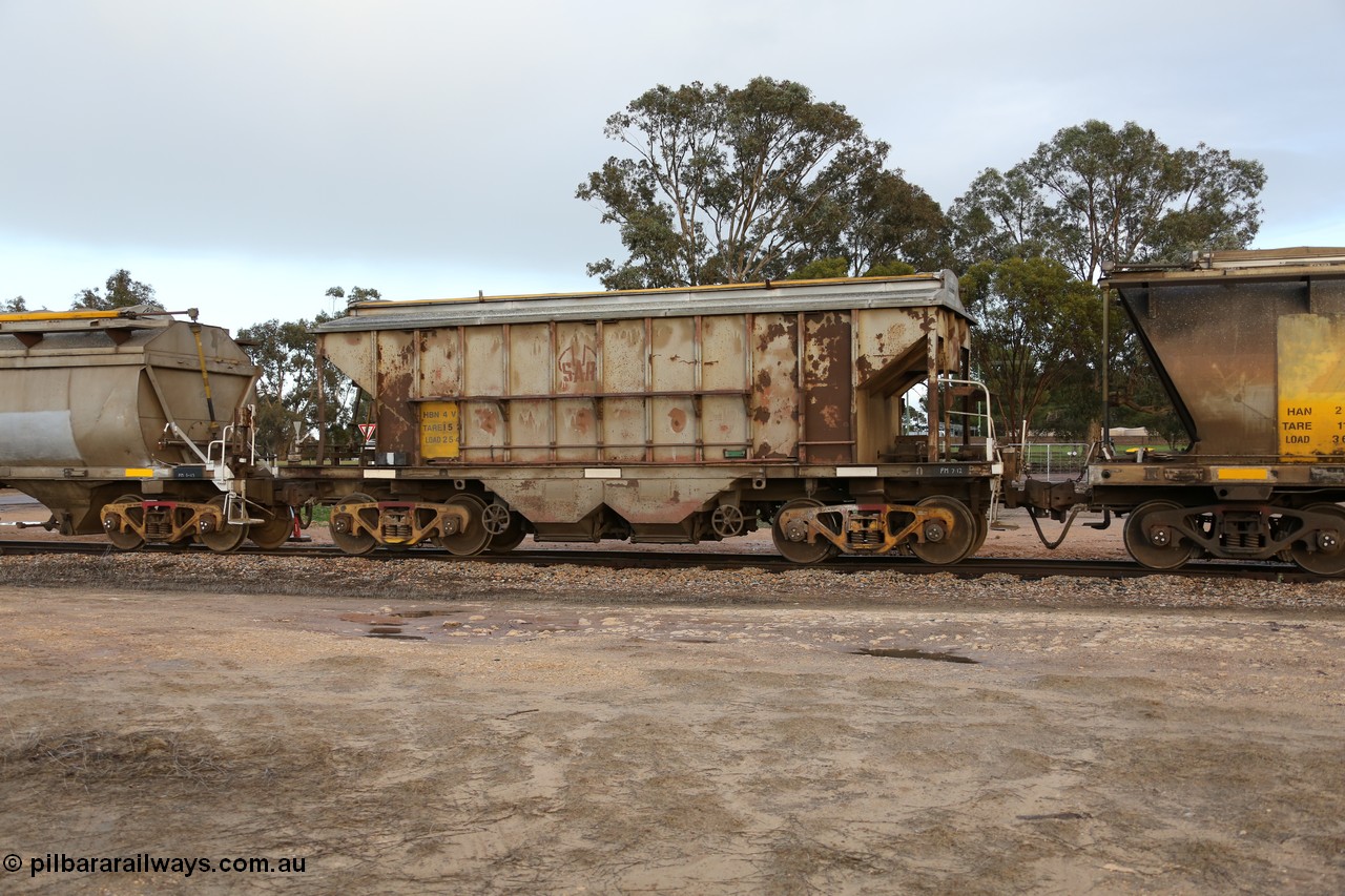 130705 0563
Lock, HBN type dual use ballast / grain hopper waggons, HBN 4 still with side gangways in place. One of seventeen built by South Australian Railways Islington Workshops in 1968 with a 25 ton capacity, increased to 34 tons in 1974. HBN 1-11 fitted with removable tops and roll-top hatches in 1999-2000. 5th July 2013.
Keywords: HBN-type;HBN4;1968/17-4;SAR-Islington-WS;