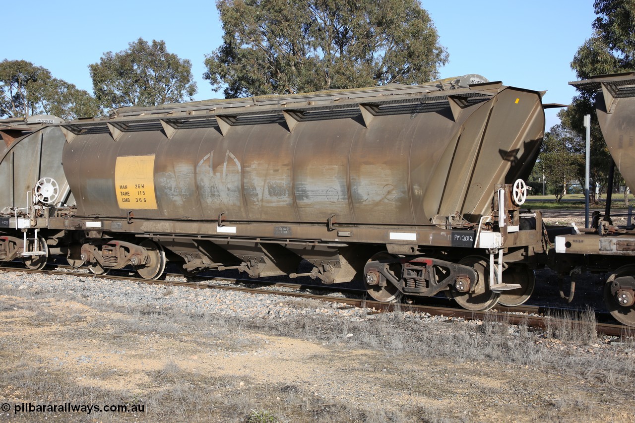 130705 0632
Lock, HAN type bogie grain hopper waggon HAN 26, one of sixty eight units built by South Australian Railways Islington Workshops between 1969 and 1973 as the HAN type for the Eyre Peninsula system.
Keywords: HAN-type;HAN26;1969-73/68-26;SAR-Islington-WS;
